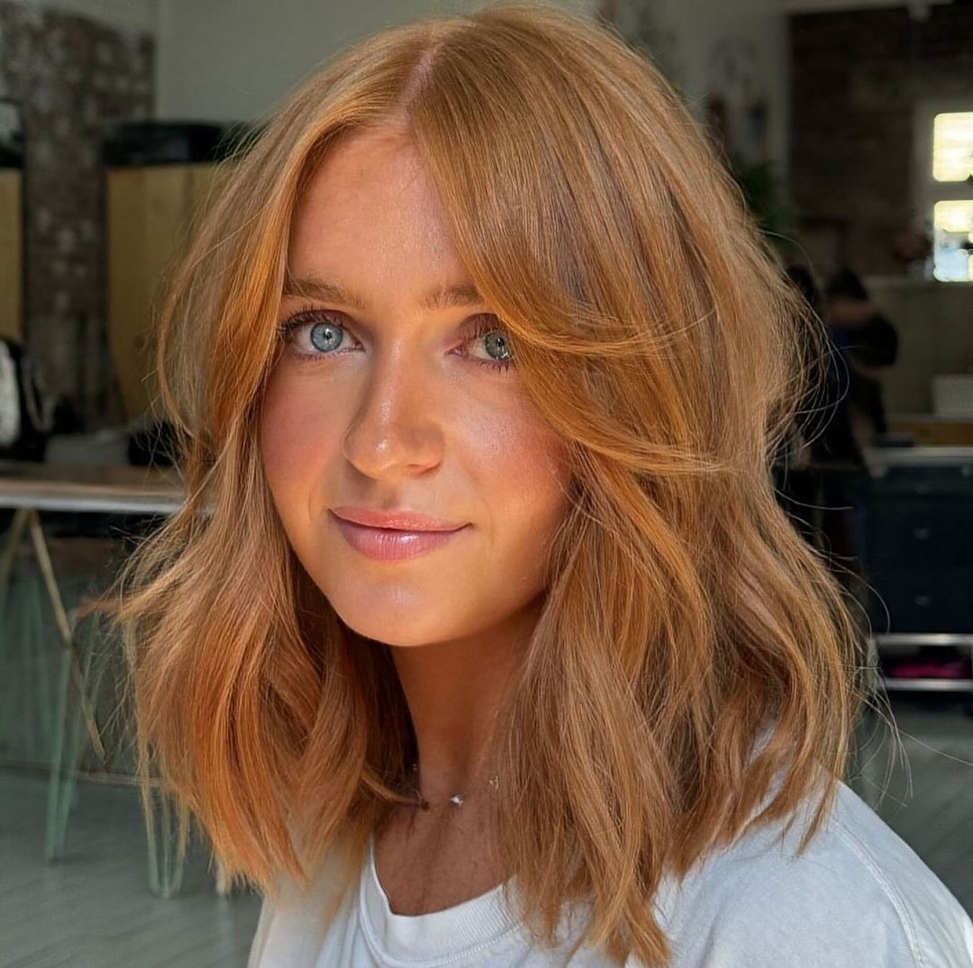 Copper Red Lob With Face-Framing Copper Red Lob With Face-Framing — Winter Haircuts for Thin Hair