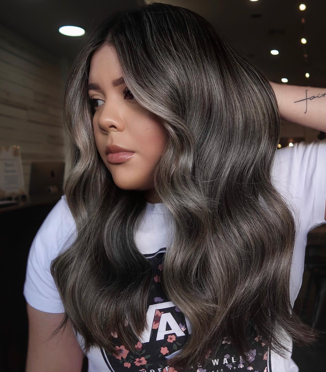 Striking Contrast Ash Brown and Ash Blonde Balayage — Ash Brown Hair
