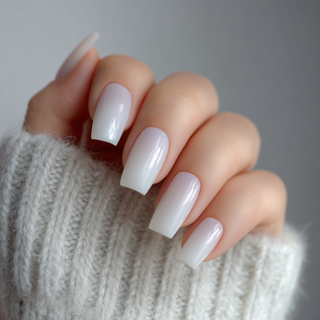 Milky White To Pale Pink Ombre Milky White To Pale Pink Ombre — Minimalist Winter Nails
