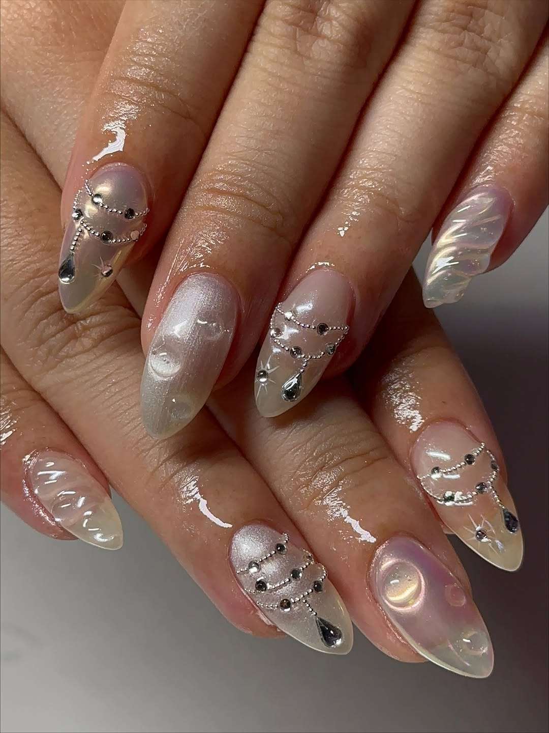 Radiant Milky White Pearlescent Square Nails Radiant Milky White Pearlescent Square Nails — Natural Winter Nails