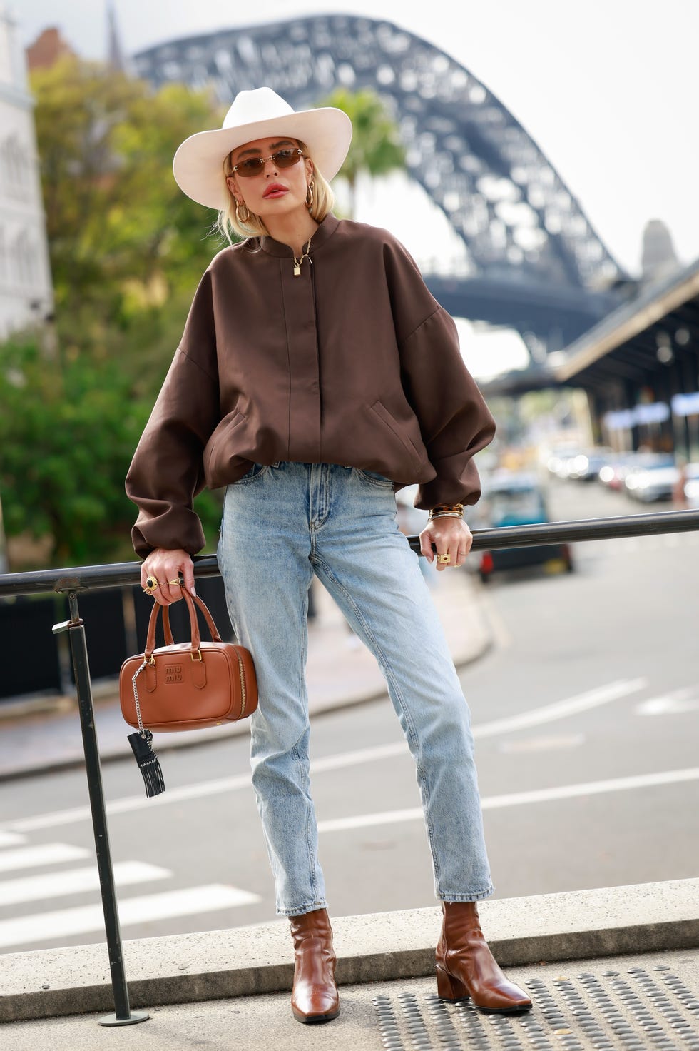 Casual Chocolate Brown Bomber with White Accents Casual Chocolate Brown Bomber with White Accents — Chocolate Brown Outfits