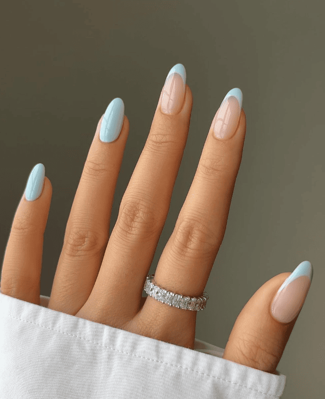 The Single Detail A Reader Notices First Baby Blue French Tip Almond Nails — Winter Nail Colors for Women Over 70