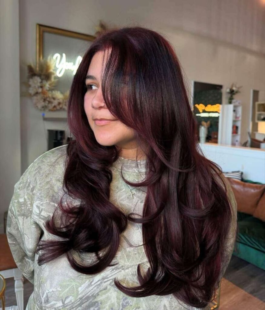 Mid-Back Dark Brown With Red/Burgundy Tones — Dark Winter Hair Colors