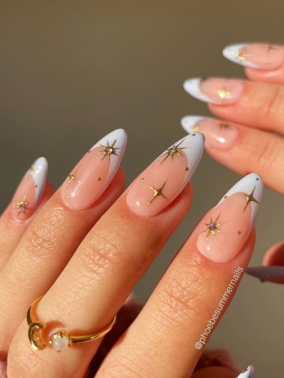 Winter Celestial Visual Idea — Winter French Tip Nails