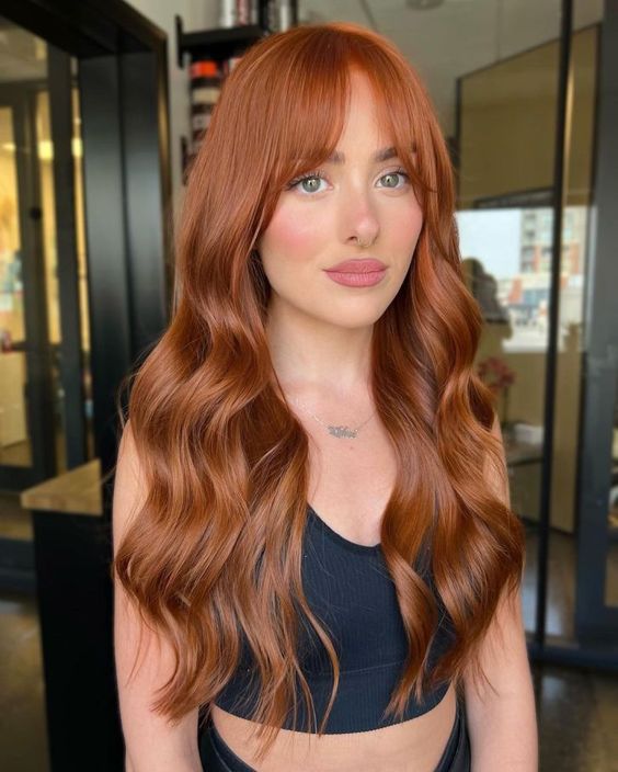 Copper Red With Blonde Highlights Copper Red With Blonde Highlights — Deep Winter Hair Color