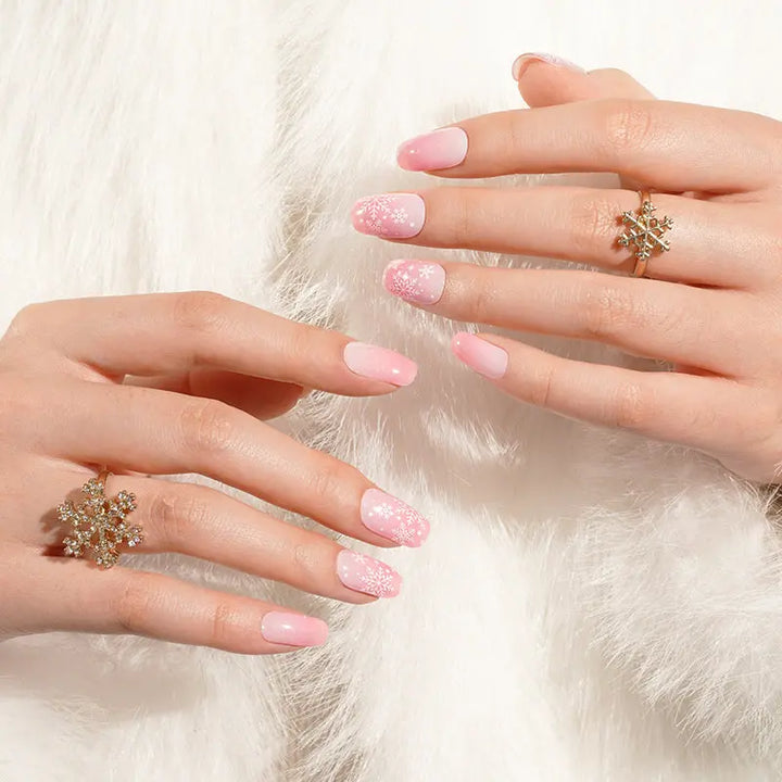 Soft Pink Gradient Snowflake Nails Soft Pink Gradient Snowflake Nails — Winter Wonderland Nails