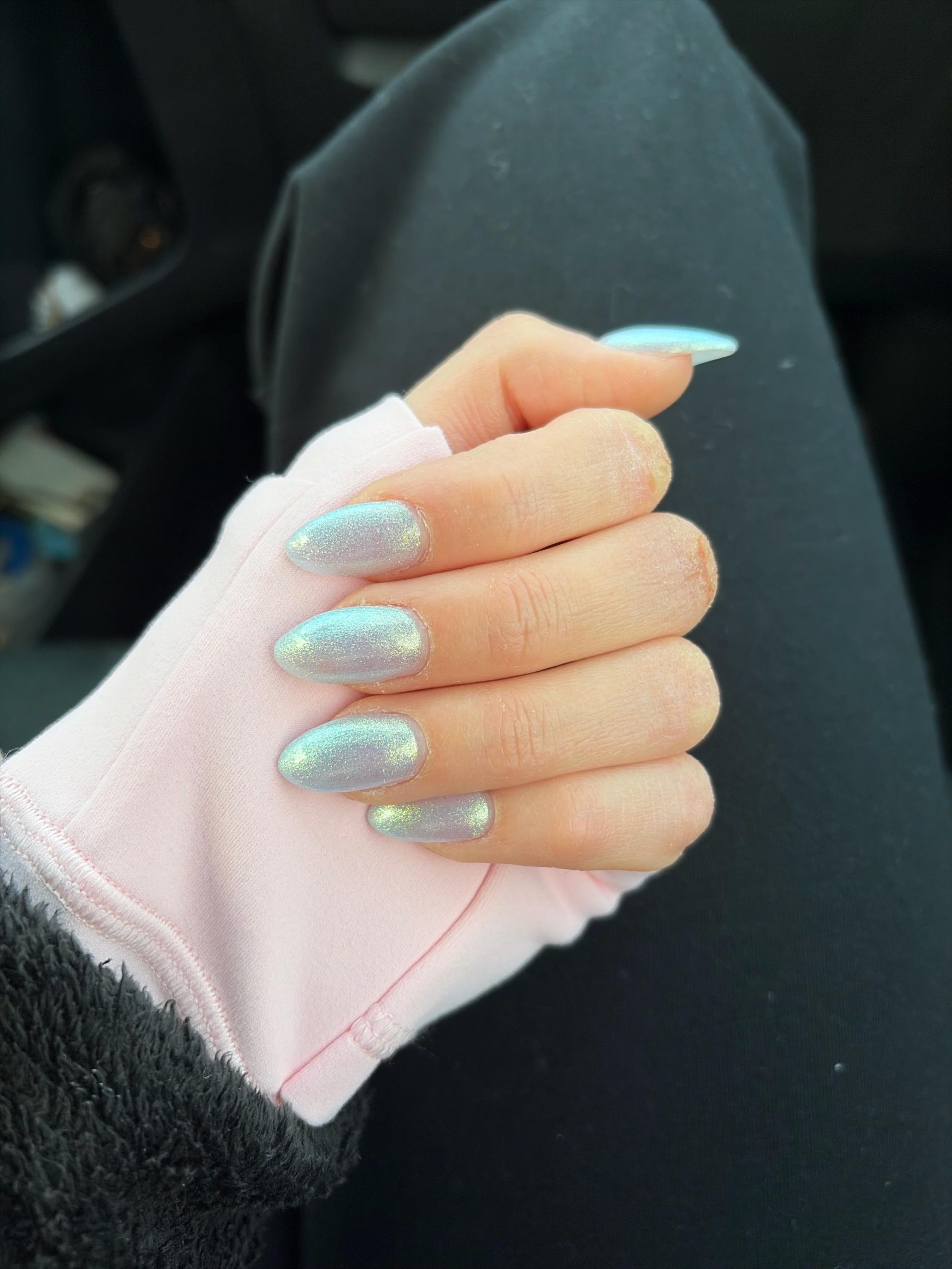 None Pale Blue Iridescent Shimmer — Icy Blue Nails