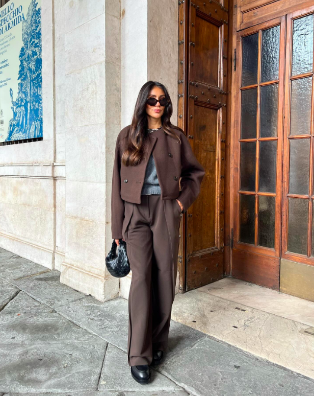 Chic Chocolate Brown Pantsuit with Split Trousers Chic Chocolate Brown Pantsuit with Split Trousers — Chocolate Brown Outfits