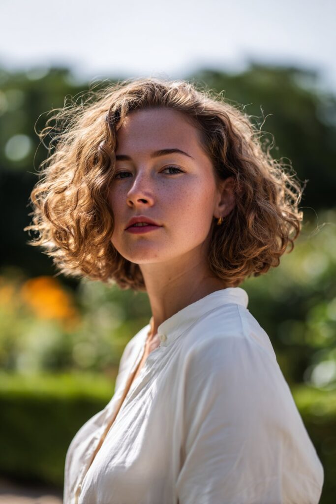 Bouncy Medium Brown Layered Bob — Winter Haircuts for Curly Hair