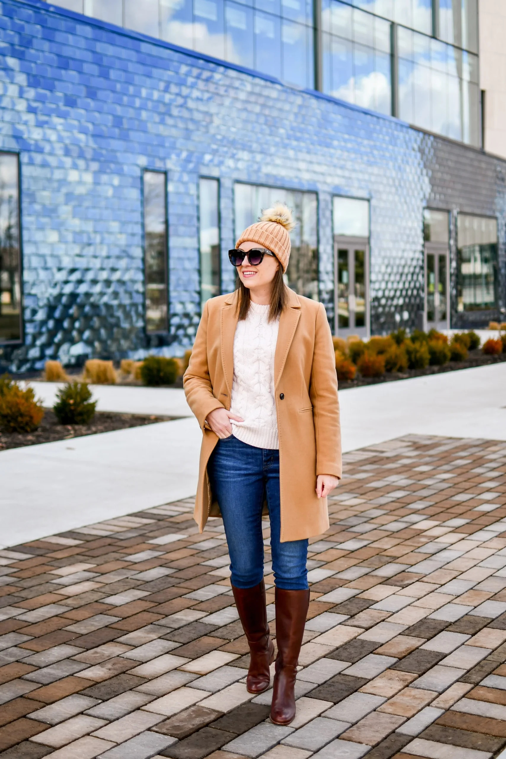 Classic Camel Coat with Cable-Knit and Knee-High Boots Classic Camel Coat with Cable-Knit and Knee-High Boots — Cold Weather Outfits