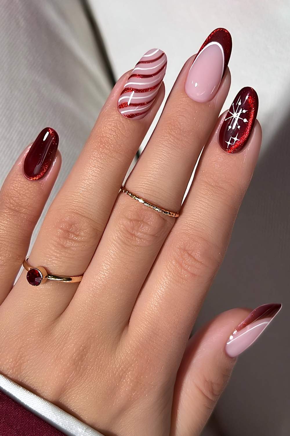 Festive Mixed Cat Eye Designs Festive Mixed Cat Eye Designs — Winter Cat Eye Nails