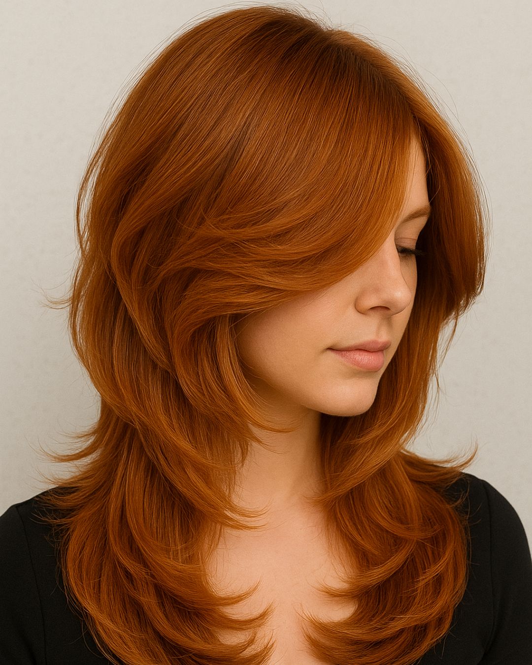 Vibrant Copper Shag With Voluminous Layers Vibrant Copper Shag With Voluminous Layers — Winter Layered Haircuts