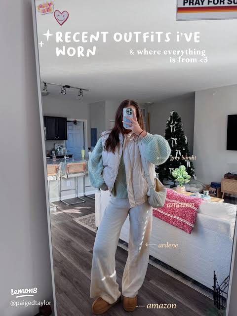 Cream Ribbed Top with Beige Quilted Puffer Vest and Wide-Leg Pants Cream Ribbed Top with Beige Quilted Puffer Vest and Wide-Leg Pants — Comfy Winter Outfits