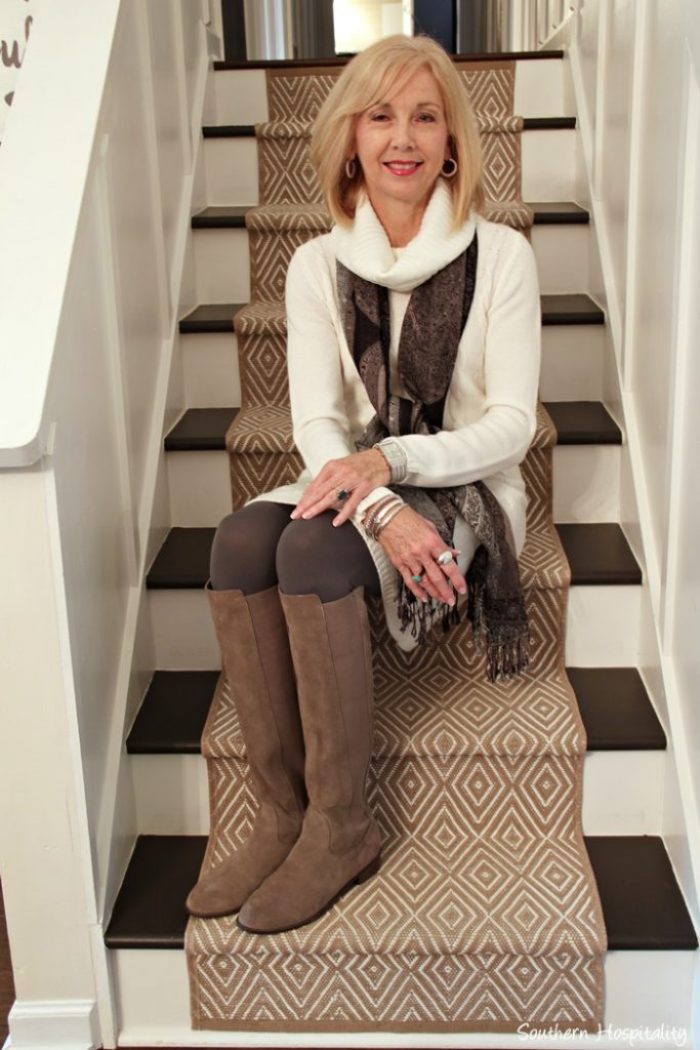 Cozy Sweater Dress with Tall Suede Boots Cozy Sweater Dress with Tall Suede Boots — Winter Outfits for Women Over 50