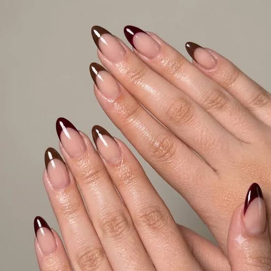 High Gloss Classic Burgundy French Tips High Gloss Classic Burgundy French Tips — Burgundy Nails