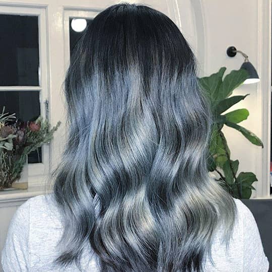 Mid-Back Ombre with Blue-Gray Tones Mid-Back Ombre with Blue-Gray Tones — Winter Haircuts for Gray Hair