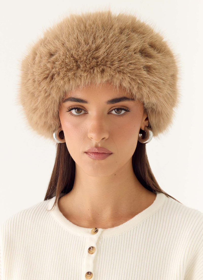 Tan Boots Outfit Idea — Fur Hat Outfits