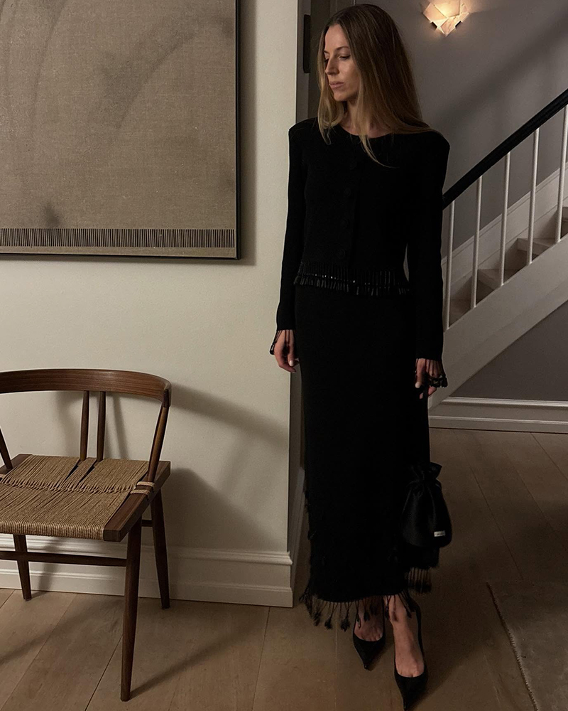 Black Midi Dress and Jacket with Fringe Detailing Black Midi Dress and Jacket with Fringe Detailing — Dressy Winter Outfits