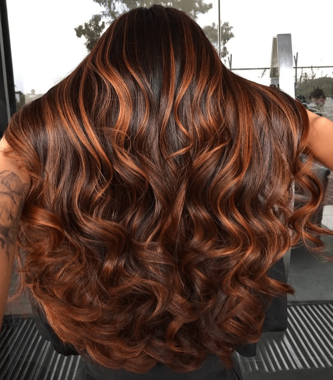 Mid-Back Deep Auburn Hue With Waves — Winter Auburn Hair Color