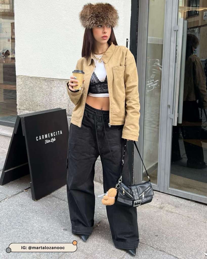 Casual Streetwear Outfit Idea — Fur Hat Outfits