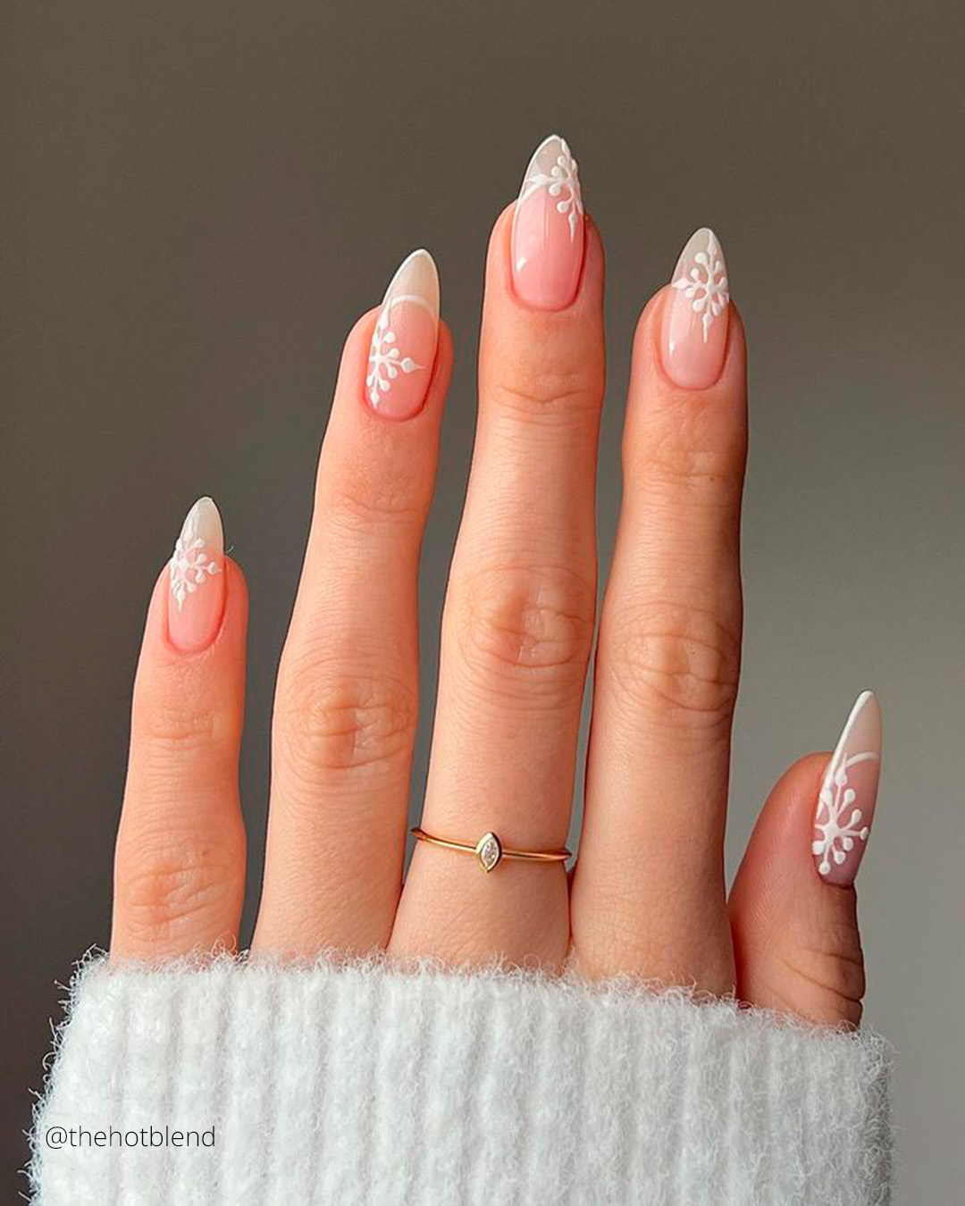 White Snowflake French Tips Visual Idea White Snowflake French Tips Visual Idea — Winter Pink Nails