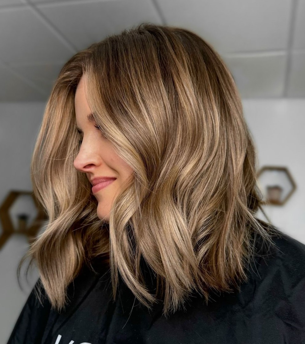 No Bangs Mid-Back Dark Brown Ash Light Brown — Reverse Balayage