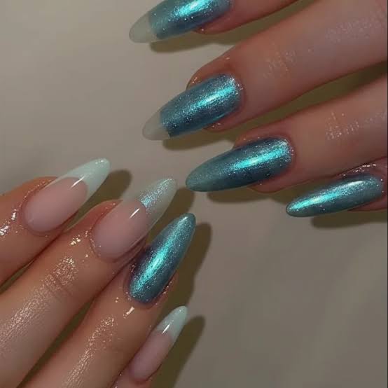 Bright Blue Metallic Chrome — Icy Blue Nails