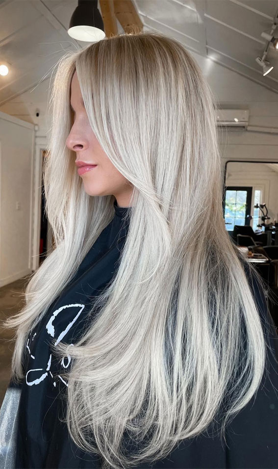 Mid-Back Ash Blonde With Lighter Highlights Mid-Back Ash Blonde With Lighter Highlights — Icy Blonde Hair