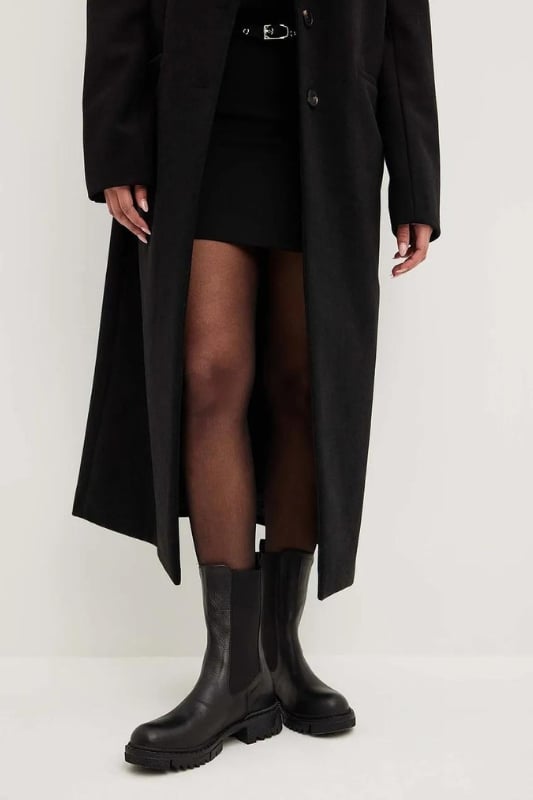 Chunky Black Chelsea Boots with Mini Dress for Edgy Evening Style Chunky Black Chelsea Boots with Mini Dress for Edgy Evening Style — Ankle Boots Outfits