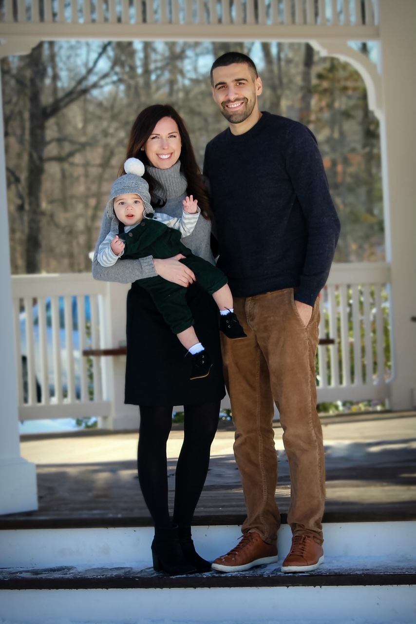 Dark Green Overalls and Grey Turtleneck for Baby's Winter Style Dark Green Overalls and Grey Turtleneck for Baby's Winter Style — Winter Family Photo Outfits