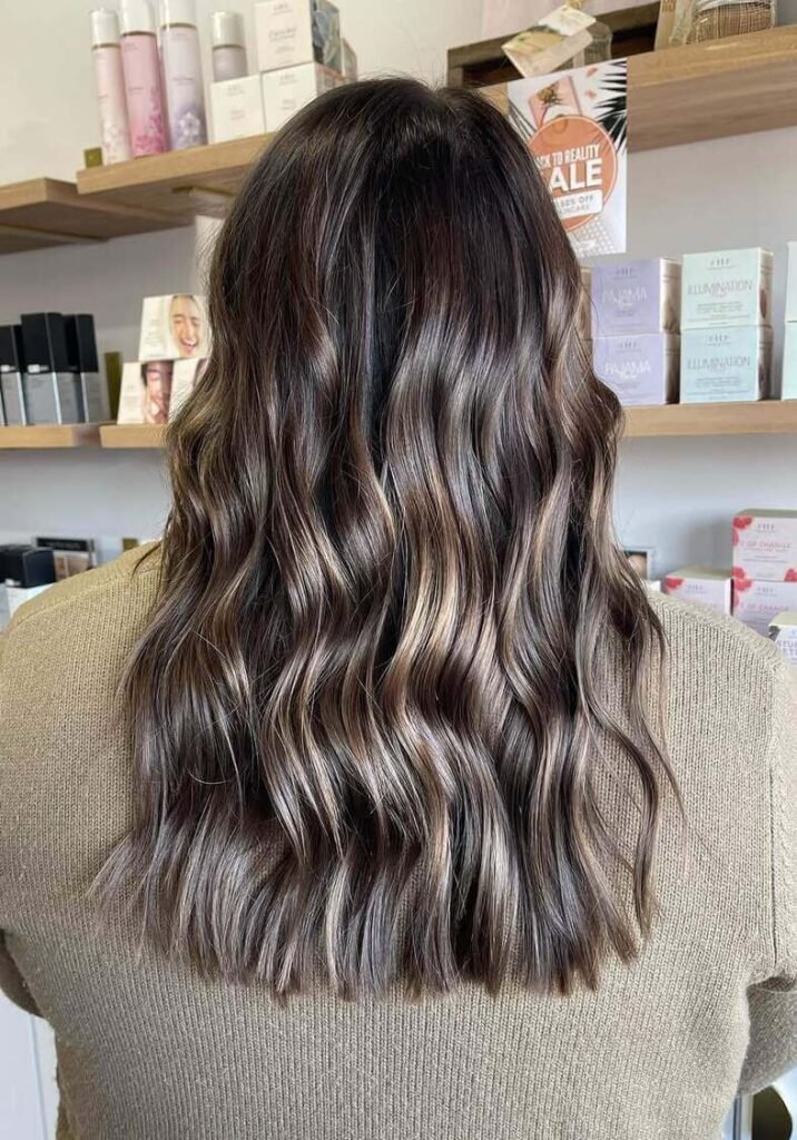 No Bangs Mid-Back Layers With Beige Ash Balayage No Bangs Mid-Back Layers With Beige Ash Balayage — Winter Balayage