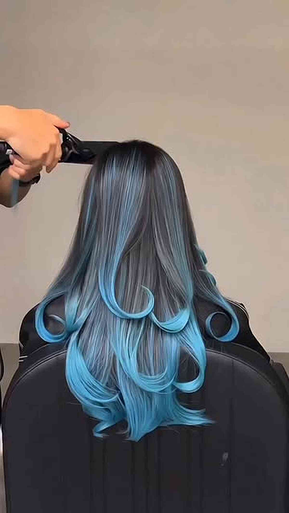 Vivid Blue With Dark Roots — Winter Hair Colors for Blue Eyes