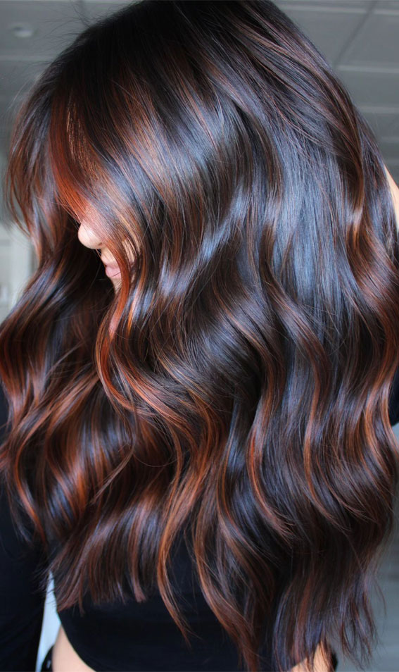 Dark Brown With Mahogany Red — Winter Hair Colors for Women Over 50