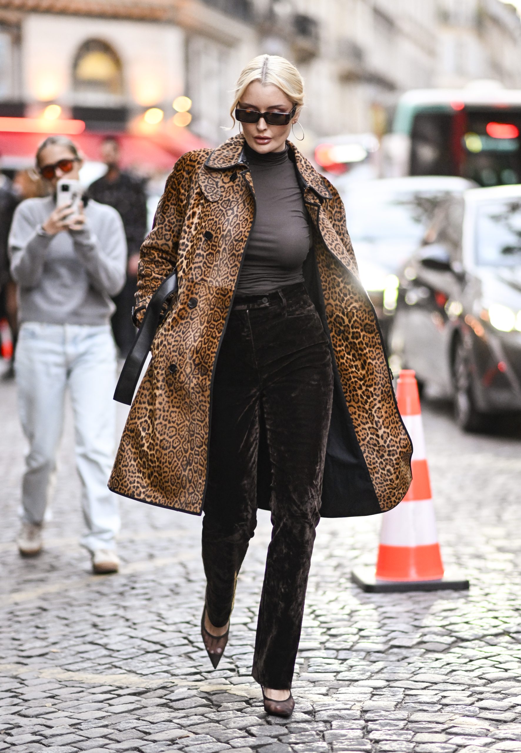 Leopard Print Coat with Velvet Trousers Leopard Print Coat with Velvet Trousers — Old Money Winter Outfits