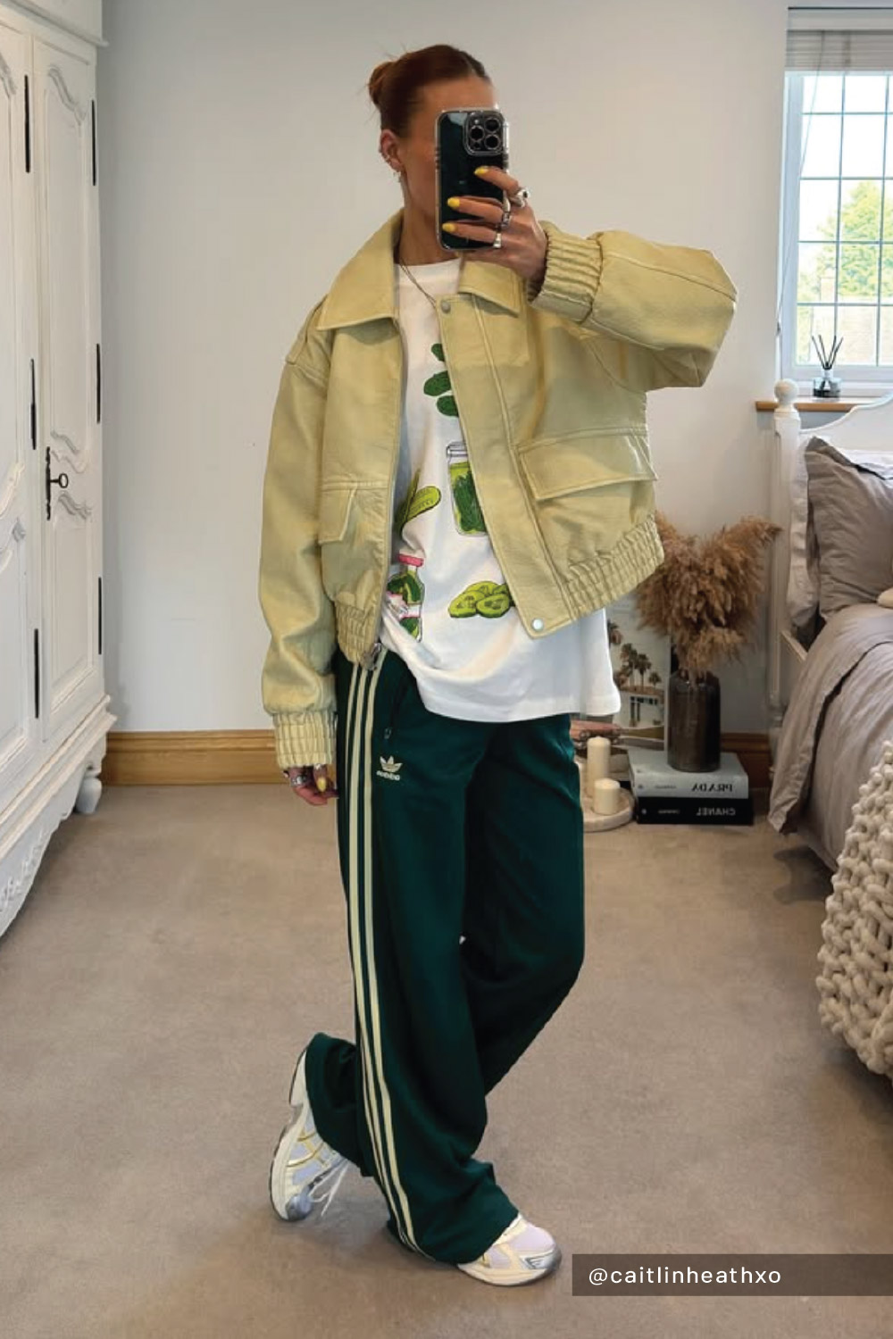 Green Striped Sweatpants with Bomber Jacket — Sweatpants Outfits