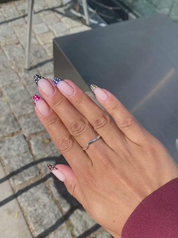 Polka Dot French Tips with Gold Glitter Polka Dot French Tips with Gold Glitter — french nail designs