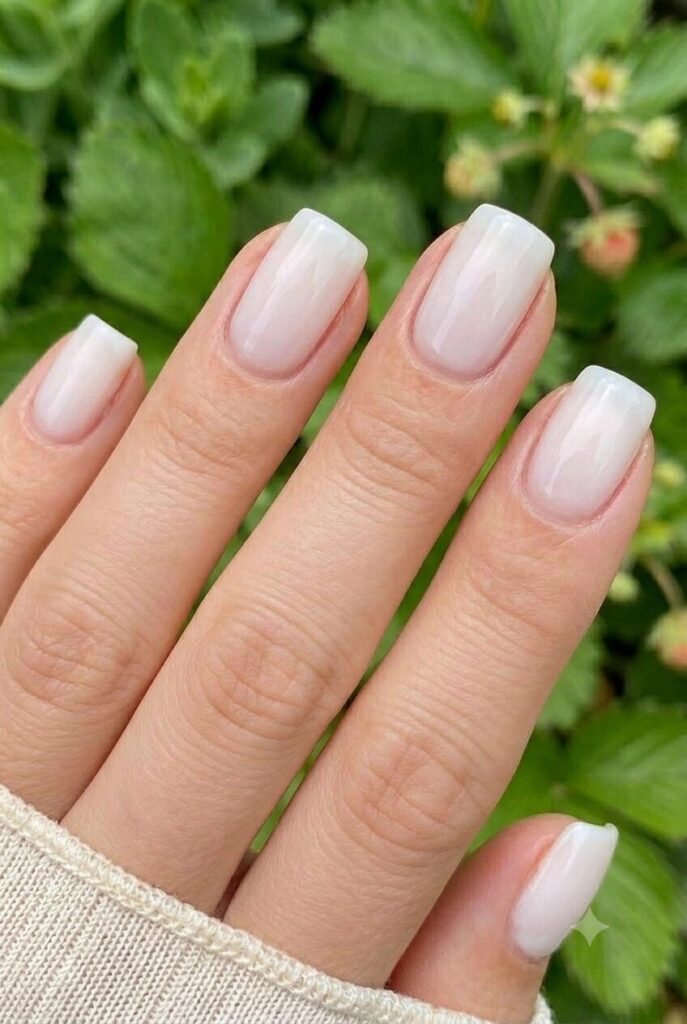 Milky White Glossy Squares Milky White Glossy Squares — trendy simple nail designs