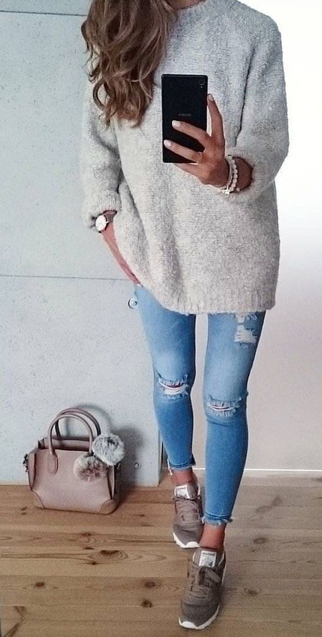 Oversized Knit Sweater Over Collared Shirt Oversized Knit Sweater Over Collared Shirt — Winter School Outfits