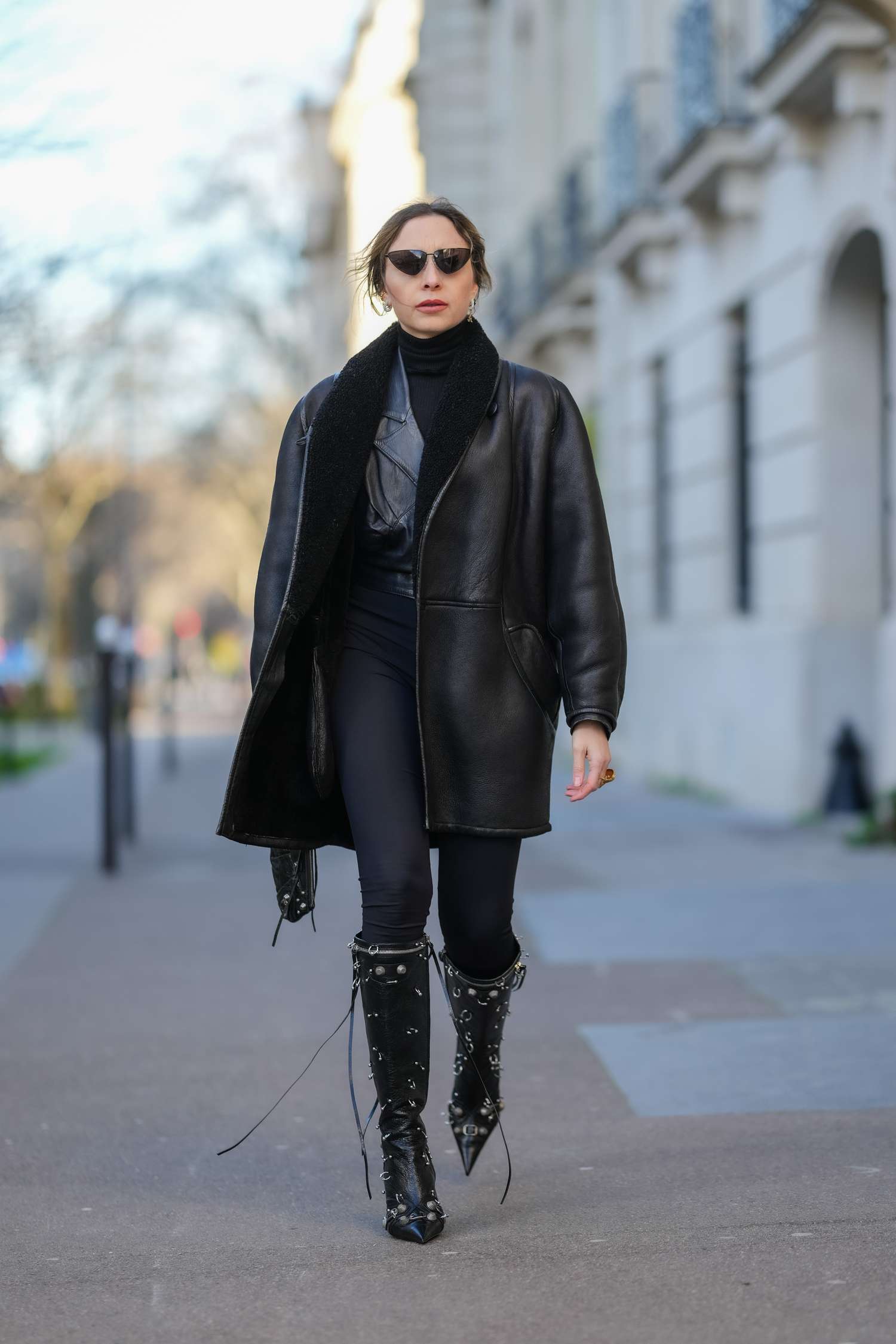 Leather Shearling Knit Outfit Idea — Riding Boots Outfits