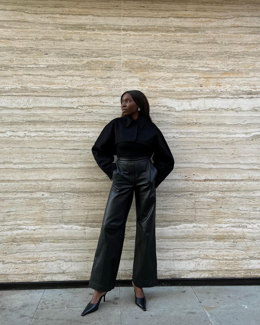 Leather Knit Outfit Idea — Leather Pants Outfits