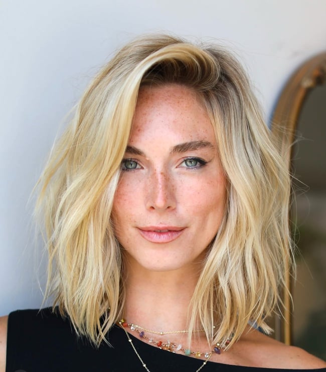 Collarbone Soft Ash Blonde Lob — Winter Hair Colors for Women Over 50