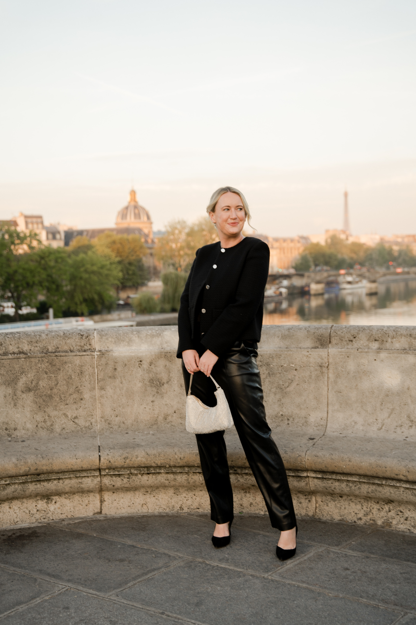 Textured Black Top with Faux Leather Pants Textured Black Top with Faux Leather Pants — Winter Date Night Outfits