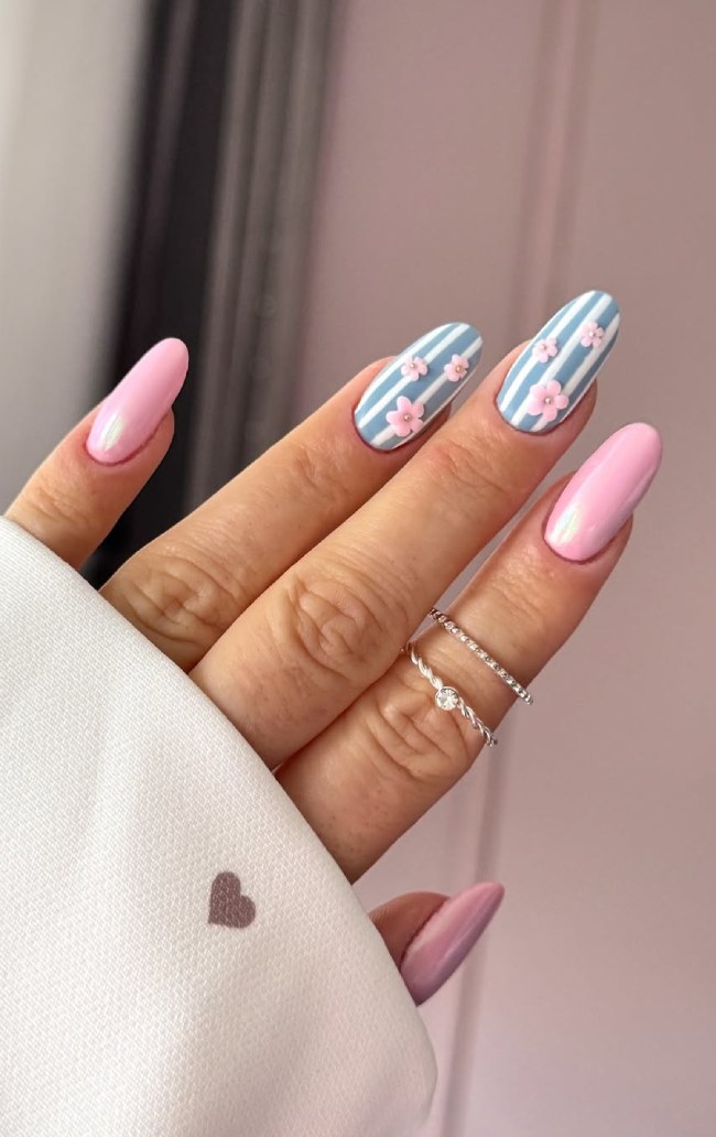 Pastel Shimmer with 3D Flowers Pastel Shimmer with 3D Flowers — nail art ideas
