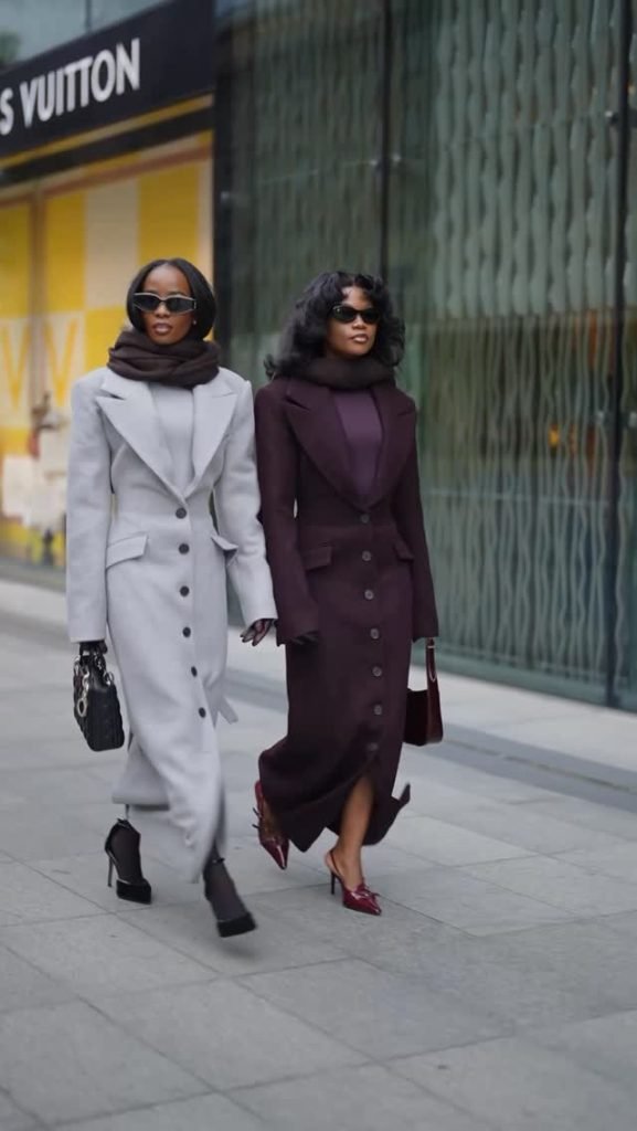 Tailored Coats in Grey and Burgundy for City Elegance Tailored Coats in Grey and Burgundy for City Elegance — winter outfits for black women