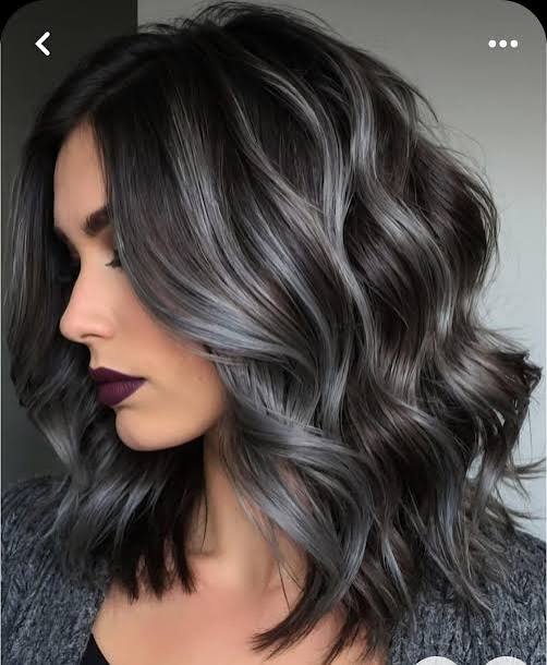 Gray Blending Highlights Mid-Back Dark Base Dramatic Gray