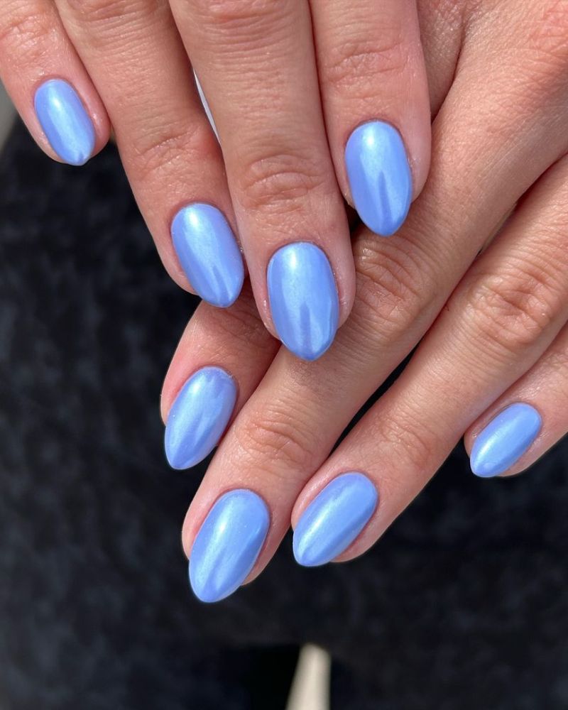 Light Blue Pearlescent Shimmer — Icy Blue Nails