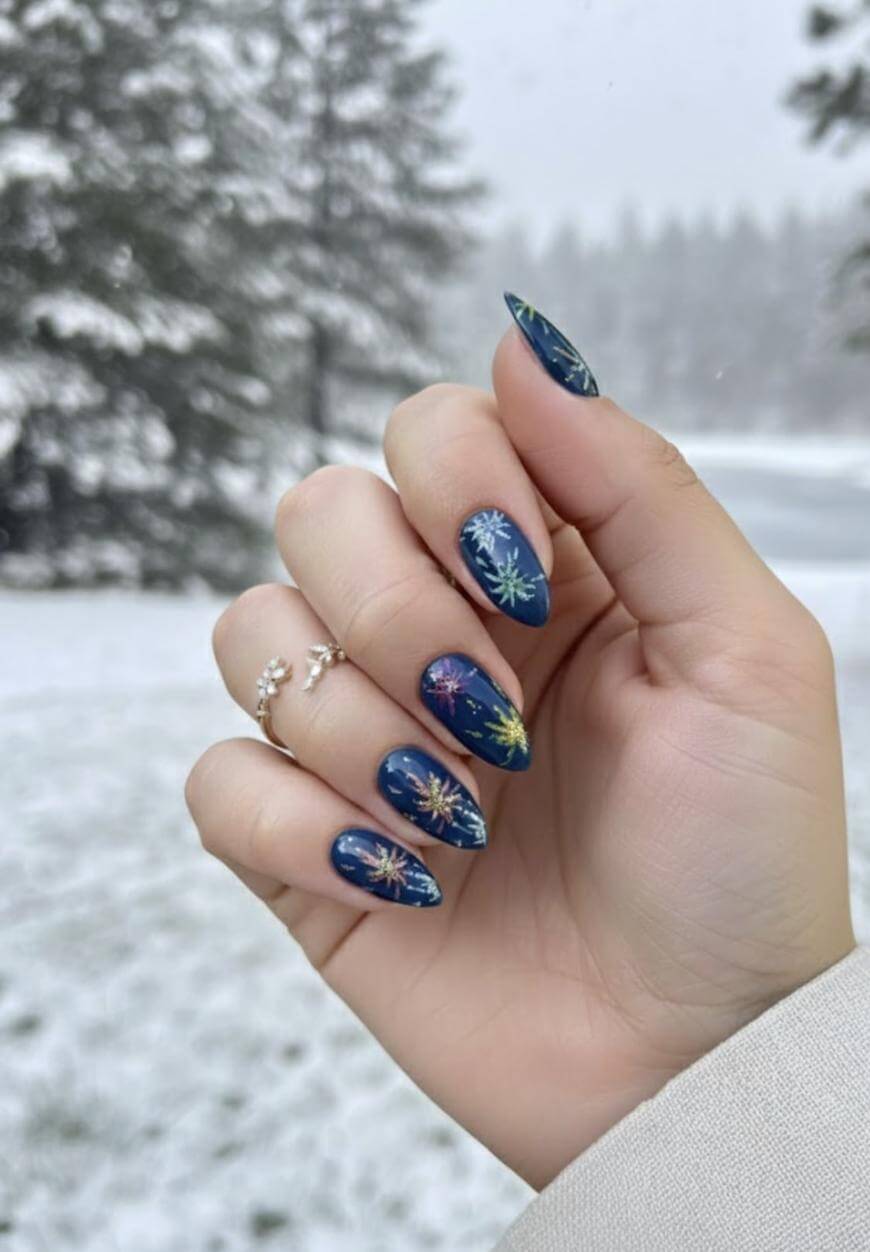 Navy Starburst Firework Accent Navy Starburst Firework Accent — Dark Winter Nails