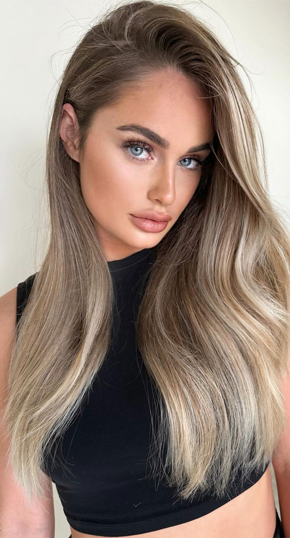 Collarbone Ash Blonde With Subtle Highlights — Winter Hair Colors for Blue Eyes