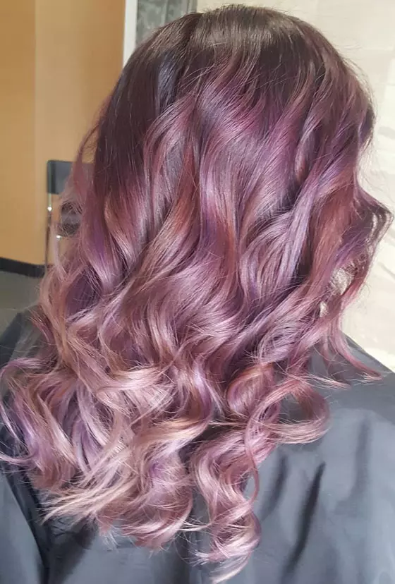Mid-Back Plum With Lighter Plum and Pinkish Highlights — Plum Hair Color