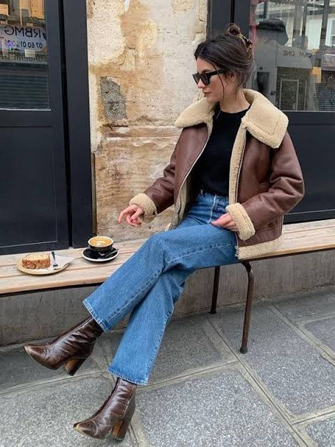 Brown Heeled Ankle Boots Outfit Idea Brown Heeled Ankle Boots Outfit Idea — Fleece Jacket Outfits